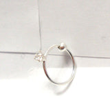 Sterling Silver Clear Crystal Solitaire Ear Cartilage Hoop Ring 20 gauge 20g 7mm - I Love My Piercings!