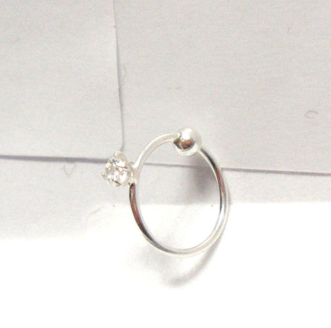 Sterling Silver Clear Crystal Solitaire Ear Cartilage Hoop Ring 20 gauge 20g 7mm - I Love My Piercings!