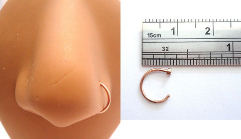 18K Rose Gold Plated 8mm Diameter Open Nose Hoop Ring 20 gauge 20g - I Love My Piercings!