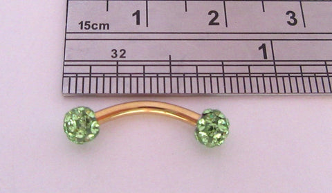 Gold Titanium Barbell Light Green Crystal Balls VCH Jewelry Clit Hood Ring 16 gauge 16g - I Love My Piercings!
