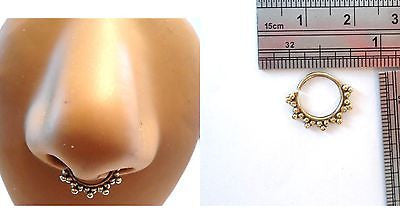 Gold Brass Nose Septum Hoop Barbell Jewelry Ring 16 gauge 16g Ornate Beaded - I Love My Piercings!