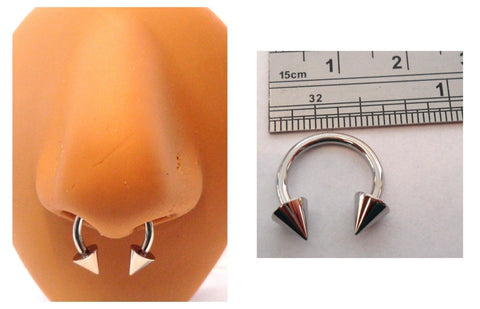 Surgical Steel 5 mm Spiked Spikes Horseshoe Septum Hoop Ring 14 gauge 14g 11 mm - I Love My Piercings!