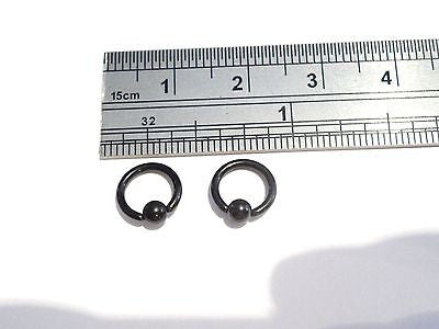 Black Titanium Captives Hoops Tragus Daith Helix Rook Rings 16 gauge 16g 6mm - I Love My Piercings!