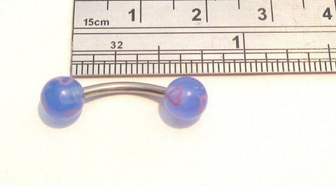 Surgical Steel Pink on Blue Hearts Barbell VCH Jewelry Clit Clitoral Hood Ring 14 gauge - I Love My Piercings!