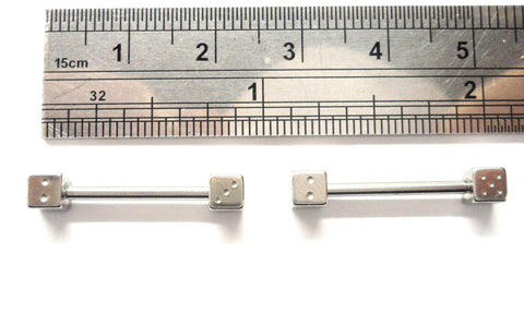 Pair Surgical Steel Dice Nipple Straight Barbell Ring Jewelry 14 gauge 14g - I Love My Piercings!