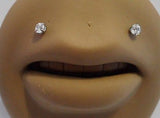 Surgical Steel Angel Bites Lip Studs Rings Round Clear Crystal 16 gauge 16g - I Love My Piercings!