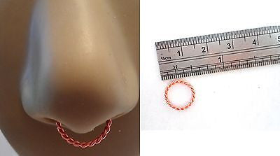 Coiled Enamel Non Tarnish Septum Hoop Ring 16 gauge 16g Peach 10mm Diameter - I Love My Piercings!