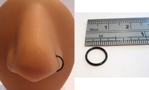 Black Titanium Seamless 8 mm Diameter Twist Open Nose Hoop Jewelry 20 gauge 20g - I Love My Piercings!