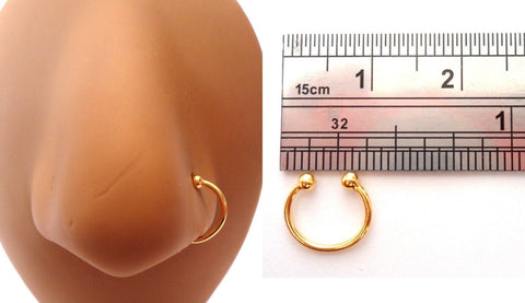 18k Gold Plated Fake Faux Imitation Nose Hoop Ring Looks 20 gauge 20g - I Love My Piercings!