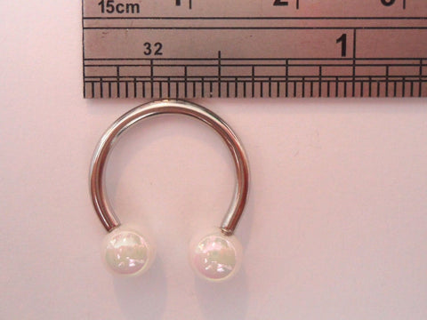 White Pearled Balls 14 gauge Horseshoe Hoop Curved Barbell 1/2 inch Diameter - I Love My Piercings!