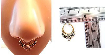 Gold Brass Fake Faux Ornate Circle Drop Septum Hoop Barbell Ring Looks 18 gauge - I Love My Piercings!