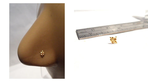 18k Gold Plated Fleur-De-Lis Lys Nose Bone Ball End Stud Jewelry 22 gauge 22g - I Love My Piercings!