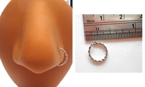 Surgical Steel Twisted Nose Hoop Seamless Jewelry 16g 16 gauge 8 mm Diameter - I Love My Piercings!