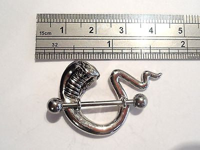 Stainless Steel Straight Barbell Cobra Snake Nipple Ring Shield 14 gauge 14g - I Love My Piercings!