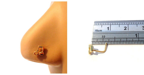 18k Gold Plated Music Note Nose Stud Jewelry L Shape Pin Post 20 gauge 20g - I Love My Piercings!
