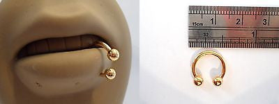 Gold Titanium Half Hoop Horseshoe  Bottom Side Lip Ring 14 gauge 14g 10mm - I Love My Piercings!