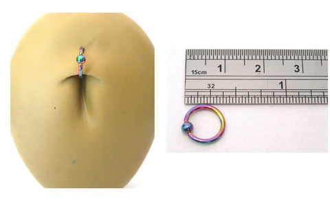 Oil Slick Titanium Plated Captive Hoop Belly Navel Ring 16 gauge 16g 8 mm - I Love My Piercings!