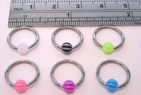 6 Pc Surgical Steel Captives Beachball Hoops Rings 14 gauge 14g 10 mm Diameter - I Love My Piercings!