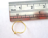 Gold Titanium Plated Nose Hoop Ring Ball Attached 22 gauge 22g 9mm Diameter - I Love My Piercings!