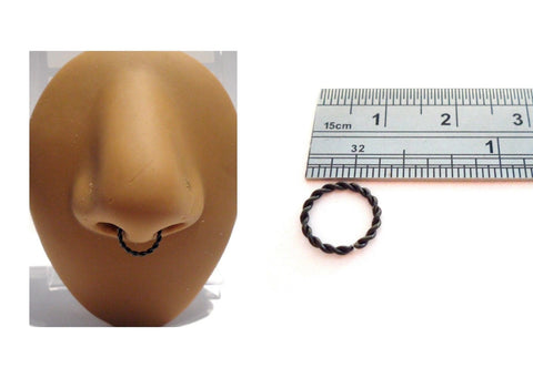 Black Titanium Double Twist Septum Hoop Seamless Jewelry 16 gauge 8 mm Diameter - I Love My Piercings!