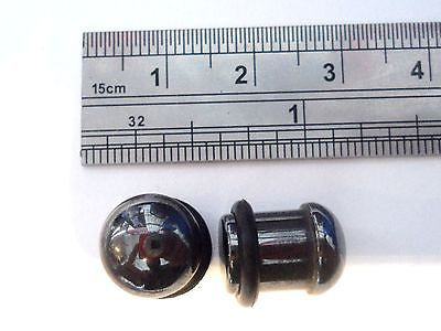 2 pieces Pair Hematite Single Flare Lobe Plugs with O rings 0 gauge 0g - I Love My Piercings!