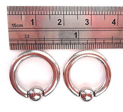 Pair Stainless Steel Captive Earring Hoops No Tool Needed 8 gauge 8g 12mm - I Love My Piercings!