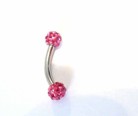Light Pink Crystal Balls Surgical Steel Curved Barbell VCH Jewelry Hood Ring 14 gauge - I Love My Piercings!