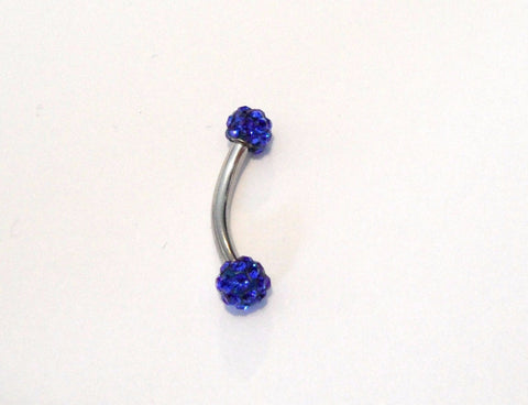 Dark Blue Crystal Balls Surgical Steel Curved Barbell VCH Jewelry Hood Ring 14 gauge - I Love My Piercings!
