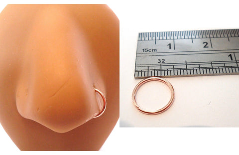 18K Rose Gold Plated Twist Open Seamless Nose Hoop Ring 20 gauge 9 mm Diameter - I Love My Piercings!