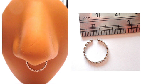 Surgical Steel Twisted Septum Hoop Fake Faux Jewelry 16g 16 gauge 10 mm Diameter - I Love My Piercings!