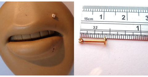 Gold Titanium Clear CZ Claw Set Crystal Medusa Monroe Lip Stud 16 gauge 16g - I Love My Piercings!
