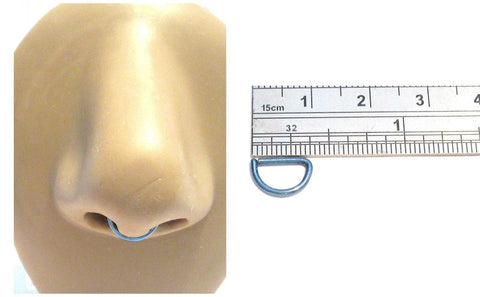 Blue Titanium Plated Straight Bar Easy to Use Septum Nose Hoop 16 gauge 16g - I Love My Piercings!