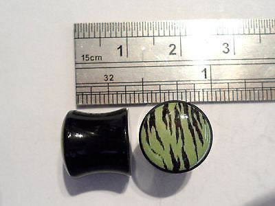 Flared GREEN BLACK Lobe Stretched Plugs Gauges 00 gauge - I Love My Piercings!