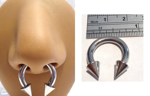 Surgical Steel 6 mm Spiked Spikes Horseshoe Septum Hoop Ring 8 gauge 8g 12 mm - I Love My Piercings!