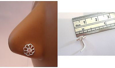 Sterling Silver Nose Stud Pin Ring L Shape Large Crystal Flower 20 gauge 20g - I Love My Piercings!