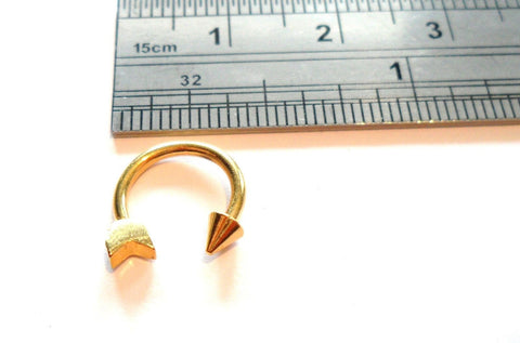 Gold Titanium Arrow Horseshoe Hoop Circular Ring 16 gauge 16g 8 mm Diameter - I Love My Piercings!