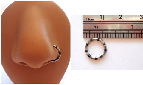 Black Titanium Surgical Steel 2 Tone Segment No Ball Nose Ring Hoop 16 gauge 16g - I Love My Piercings!