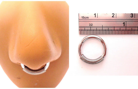 Surgical Steel Hoop Spring Loaded Septum Ring 1/2 inch Diameter 12 gauge 12g - I Love My Piercings!