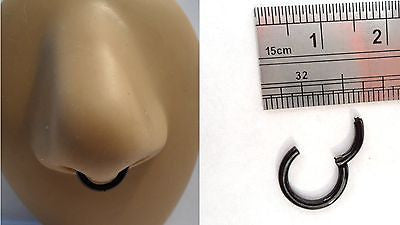 Black Titanium Easy to Use Segment Septum Hoop Ring 14 gauge 14g 8mm - I Love My Piercings!