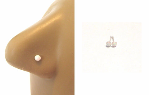 2 Pc Sterling Silver Opalescent Nose Bones Straight Pin Post Ball End 22 gauge - I Love My Piercings!