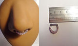 Pink Crystal Nose Septum Clicker Ring Hoop 7mm Straight Post 14 gauge 14g - I Love My Piercings!