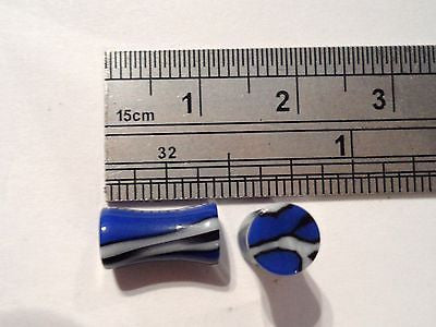 New Pair Blue Acrylic Double Flare Plugs 4 gauge 4g - I Love My Piercings!