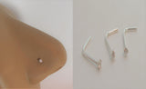 3 pc Sterling Silver Tiny 1mm Gem Nose Studs L Shape Pins 22 gauge 22g - I Love My Piercings!