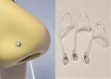 3 Flexible Metal Sensitive Bioplast Nose Screws Clear Gem Crystal 20 gauge 20g - I Love My Piercings!