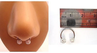 Clear Crystal Balls Half Hoop Horseshoe Septum Ring 16 gauge 16g 10mm Diameter - I Love My Piercings!