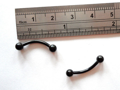 Black Titanium Curved Barbells Nipple Rings with Balls 1/2 inch 14 gauge 14g - I Love My Piercings!