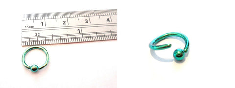 Neon Green Titanium Ball Attached 8 mm Diameter Ear Cartilage Ring 16 gauge 16g - I Love My Piercings!