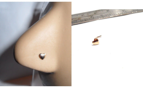 10K Yellow Gold Heart Nose L Shape Pin Stud Post Jewelry 22 gauge 22g - I Love My Piercings!