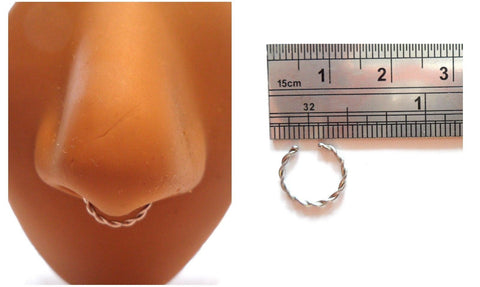 Surgical Steel Twisted Septum Hoop Fake Faux Jewelry 16g 16 gauge 8 mm Diameter - I Love My Piercings!