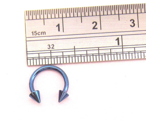 Dark Blue Titanium Spiked Spikes Cartilage Ring Rook Tragus Daith 16 gauge 16g - I Love My Piercings!